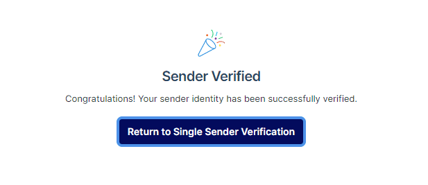 SendGrid郵件驗證成功畫面